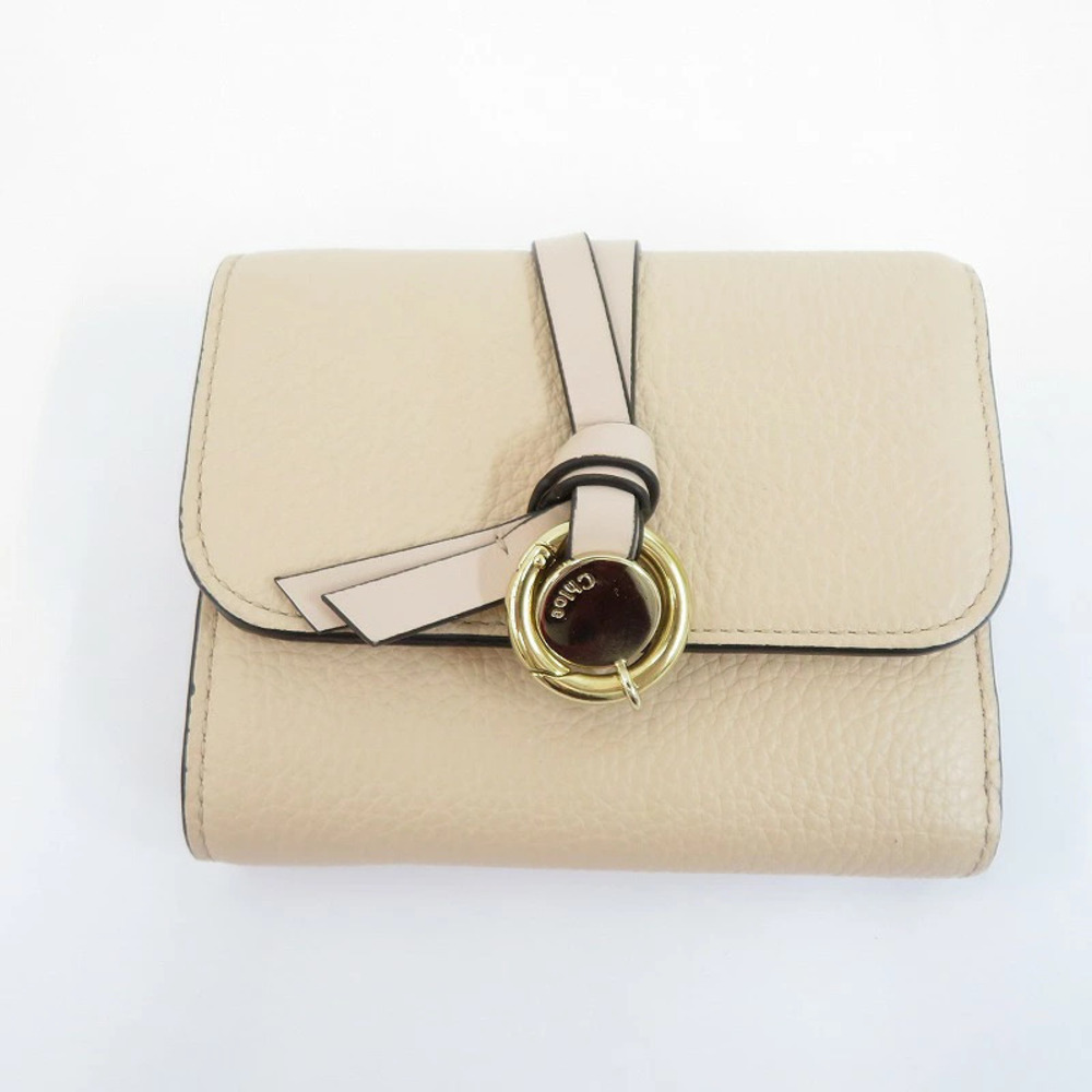 Chloe Alphabet Trifold Wallet Beige Tan